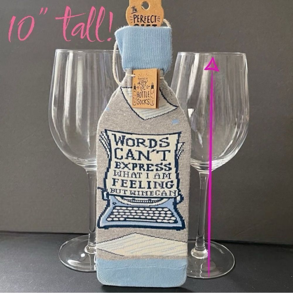 Primitives by Kathy Bottle Sock 10” Clear Glass Wine Glass Set Bundle of 3